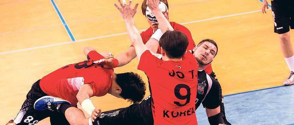 Internationales Treffen. Der VfL mit seinem Spanier Rolando Urios Gonzales war Premierengegner des gesamtkoreanischen Teams. 