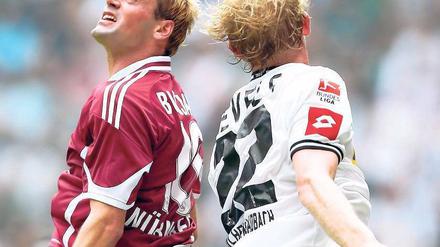 Gleiche Höhe. Zwischen Gladbach und Nürnberg gab es keinen Sieger. Foto: dpa
