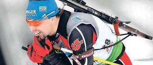 Am Anschlag. Dennoch hat Biathlet Michael Greis in Ruhpolding nicht an die Olympia-Erfolge 2006 anknüpfen können. Foto: dapd
