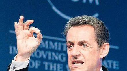 Gegen Zocker. Nicolas Sarkozy kündigte in Davos eine Initiative der G -20-Länder gegen die Spekulation an den Rohstoffmärkten an. Foto: Reuters