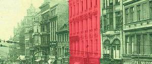 Belebte Mitte. Ansicht der Königsstraße um 1920 mit einer Markierung von Haus Nr. 50.