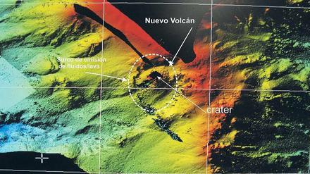 Krater auf dem Meeresgrund. Diese Grafik veröffentlichte das Ozeanografische Institut Spaniens.