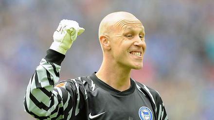 Maikel Aerts, in der Aufstiegssaison vor zwei Jahren Stammkeeper bei Hertha, im letzten Jahr nur noch Ersatz. 