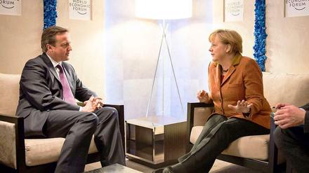 David Cameron und Angela Merkel beim Weltwirtschaftsforum in Davos.