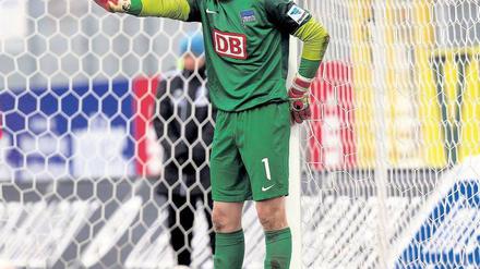 Bequeme Haltung. Thomas Kraft bekommt als Hertha-Torwart wenig zu tun – genau das macht die Sache so anstrengend.