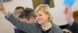 Gesine Lötzsch am Samstag auf dem Landesparteitag der Berliner Linken