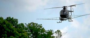 Kampf gegen die Eichenprozessionsspinner: Dieser Hubschrauber versprüht Gift. 