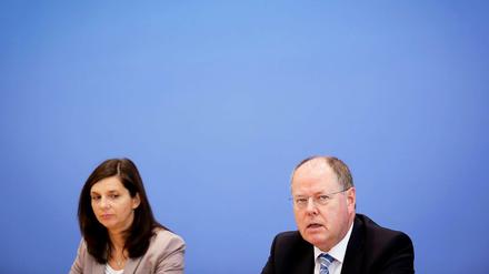 Grünen-Politikerin Katrin Göring-Eckardt mit Kanzlerkandidat Peer Steinbrück.