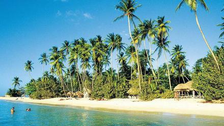 Sandmeile am Pigeon Point – die wahrscheinlich meistfotografierte (und meistbesuchte) Badestelle auf Tobago. Doch wer sich hier losreißen kann, findet viele kaum minder schöne Abschnitte.
