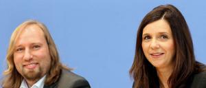Die Grünen-Fraktionschefs Katrin Göring-Eckardt und Anton Hofreiter stehen Schwarz-Gelb weiter skeptisch gegenüber.