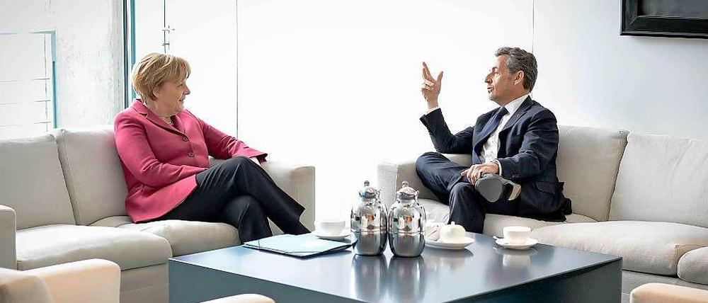 Wiedersehen in Berlin. Kanzlerin Merkel und Frankreichs Ex-Präsident Sarkozy im vergangenen Februar im Kanzleramt.