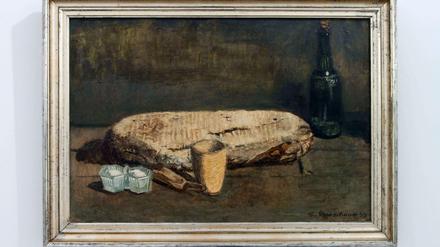 Theodor Rosenhauer, Stilleben mit Brot, Salznapf und Flasche, 1947