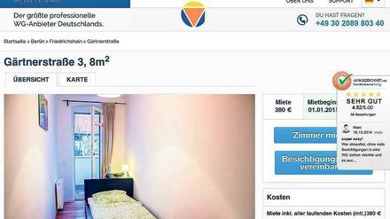 Preisbewusst. 47,50 Euro Monatsmiete pro Quadratmeter kostet dieses WG-Zimmer umgerechnet, das derzeit in Friedrichshain angeboten wird. 