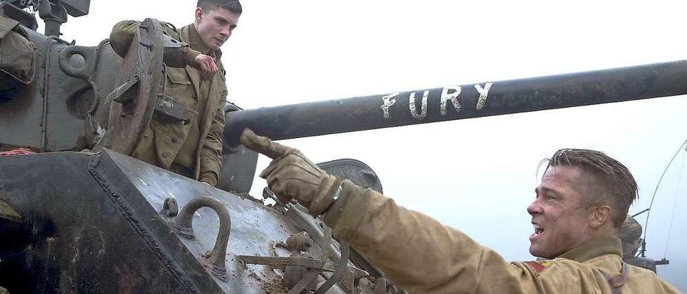 Da geht es lang. Brad Pitt und Logan Lerman.