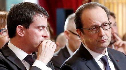 Wollen die Energiewende auch in Frankreich voranbringen: Premierminister Valls (links) und Präsident Hollande.