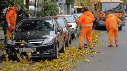 Buntes Treiben. In den Innenstadt ist die Stadtreinigung bereits mit Kehrmaschinen, Laubbläsern und Besen unterwegs, um das Herbstlaub einzusammeln. 
