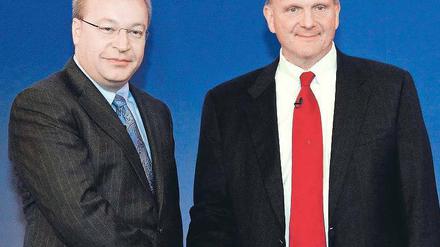 Hand in Hand. Nokia-Chef Elop (links) und Microsoft-Chef Ballmer. 