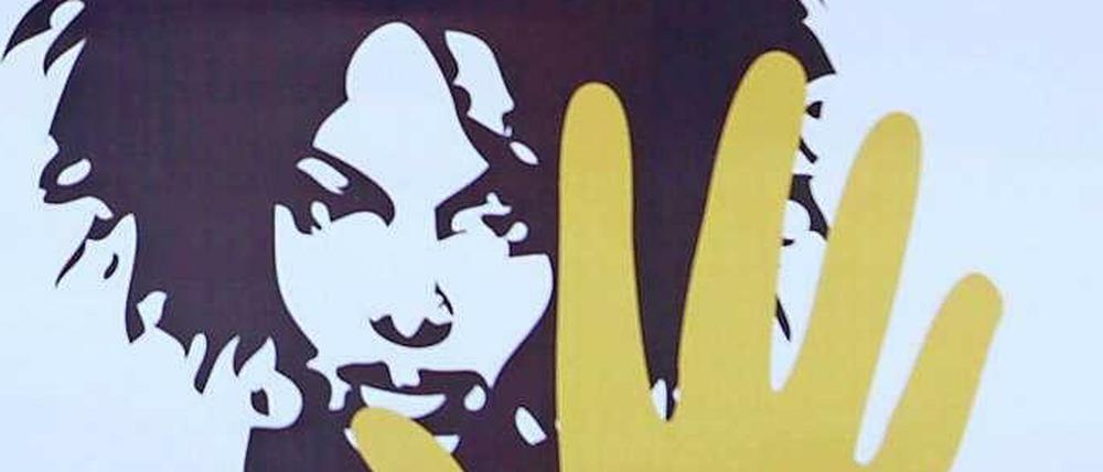 Grafik Frau mit flacher Hand nach vorn