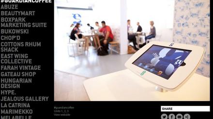 Das #guardiancoffee ist im Boxpark-Einkaufzentrum in Shoreditch untergebracht.