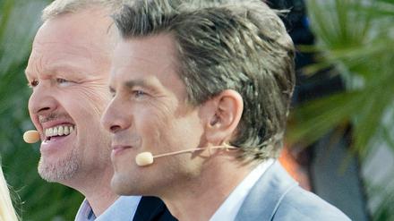 Stefan Raab an der Seite von Markus Lanz bei der "Wetten, dass..?"-Sendung am Samstag.