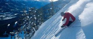 Tiefschwarz. Mit einem „Double Black Diamond“ ist der Hang unter dem Polar Peak bei Fernie markiert. Selbst Könner genießen hier weniger die tolle Aussicht.
