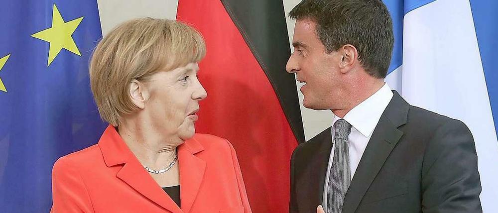 Frankreichs Premier Manuel Valls traf Kanzlerin Angela Merkel am Montag bei seinem Antrittsbesuch in Berlin.