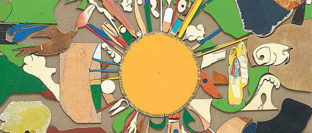 Wimmelbild: "Poppy" von Peter Böhnisch besteht aus hölzernen Einzelteilen.
