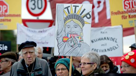 Gegner der Abkommen fürchten, dass Konzerne aus den USA und Kanada großen Einfluss auf politische Entscheidungen nehmen könnten.