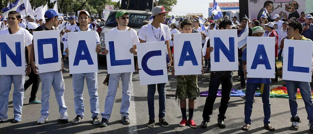 Proteste gegen den Bau des Kanals in Managua, der Hauptstadt Nicaraguas.