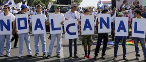 Proteste gegen den Bau des Kanals in Managua, der Hauptstadt Nicaraguas.