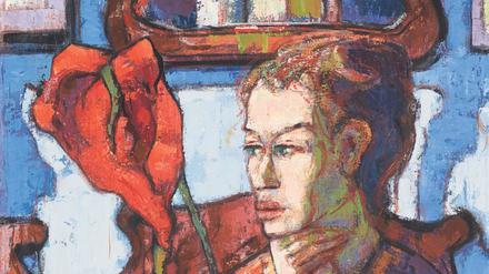 Max Kaus’ Gemälde „Sigrid mit Anthurium“ von 1975, das seine Witwe Sigrid Kaus dem Brücke-Museum geschenkt hat.