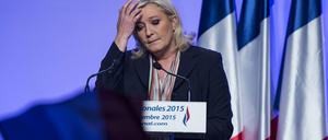 Die Vorsitzende des rechtspopulistischen Front National, Marine Le Pen, bei einer Wahlkampfveranstaltung in Paris.