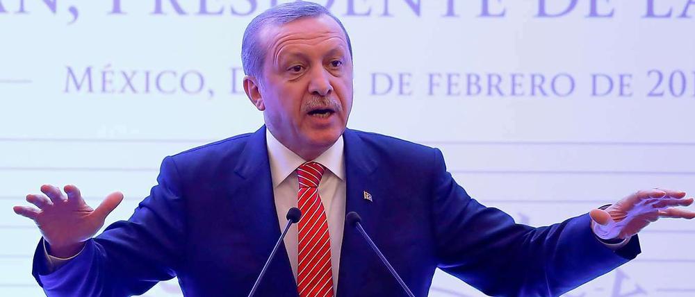 Erdogan bei einer Konferenz in Mexiko.