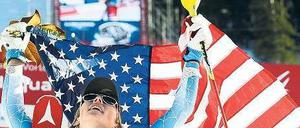 Kraftakt bewältigt. Ausgelaugt feiert Mikaela Shiffrin ihr Gold.