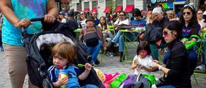 Mittelstandsfamilie am Union Square, Manhattan.