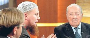 Pierre Vogel (mitte), hier bei Maischberger, ist für seine fundamentale Auslegung des Islam berüchtigt.