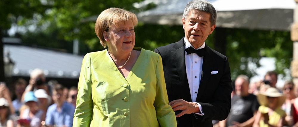 Angela Merkel und Joachim Sauer am Montag.