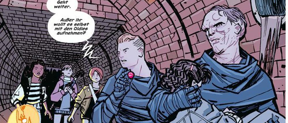 Toughe Kids: Eine Szene aus „Paper Girls“.