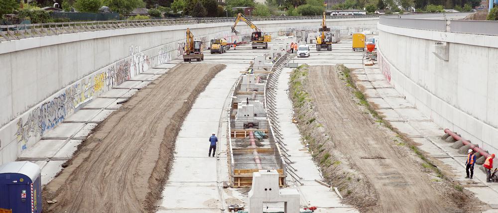 Die Baustelle der Erweiterung der A100. Im August wollen Musiker mit einem Konzert gegen den Weiterbau protestieren.
