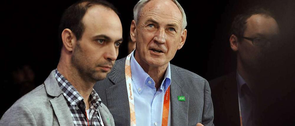 Zwischen Bernhard Bauer (re.) und Bob Hanning war es am Rande der WM zu Missstimmungen gekommen.