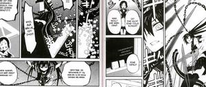 Fantasy-Action-Erlebnis: Eine Doppelseite aus Band 1 von „Black Rock Shooter: Innocent Soul“.