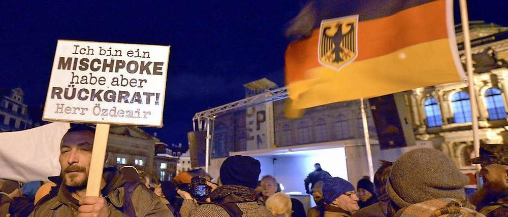 "Pegida"-Demonstranten am gestrigen Montag in Dresden.