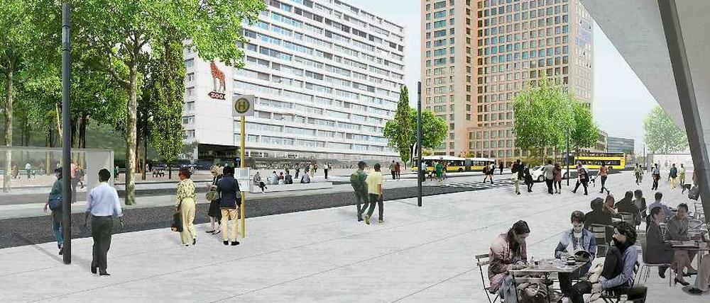 Verkehrsberuhigt. Am Hardenbergplatz soll es künftig drei schmalere Fahrspuren geben. Noch lieber wäre den Landschaftsplanern eine nur zweispurige Verkehrsführung..
