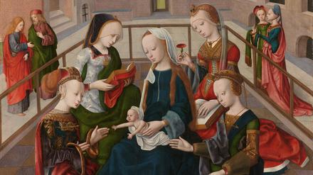 Die heilige Maria mit dem Christkind, umgeben von vier „Jungfrauen“.