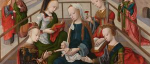 Die heilige Maria mit dem Christkind, umgeben von vier „Jungfrauen“.