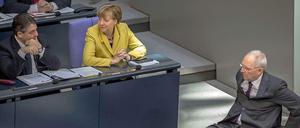 Was nun? Sigmar Gabriel, Angela Merkel, Wolfgang Schäuble.