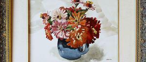 Ein von Adolf Hitler gemaltes Aquarell zeigt eine blaue Vase mit Blumen. In Los Angeles wird das Bild in dieser Woche versteigert.