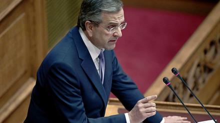 Ringen um den Haushalt. Der griechische Premier Samaras im Parlament in Athen.