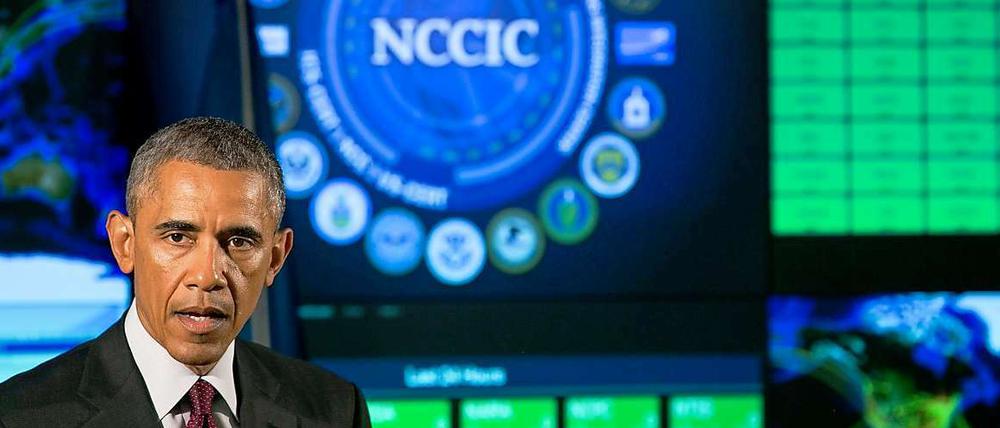 Hohe Dringlichkeit. Obama im Nationalen Cybersicherheitszentrum.