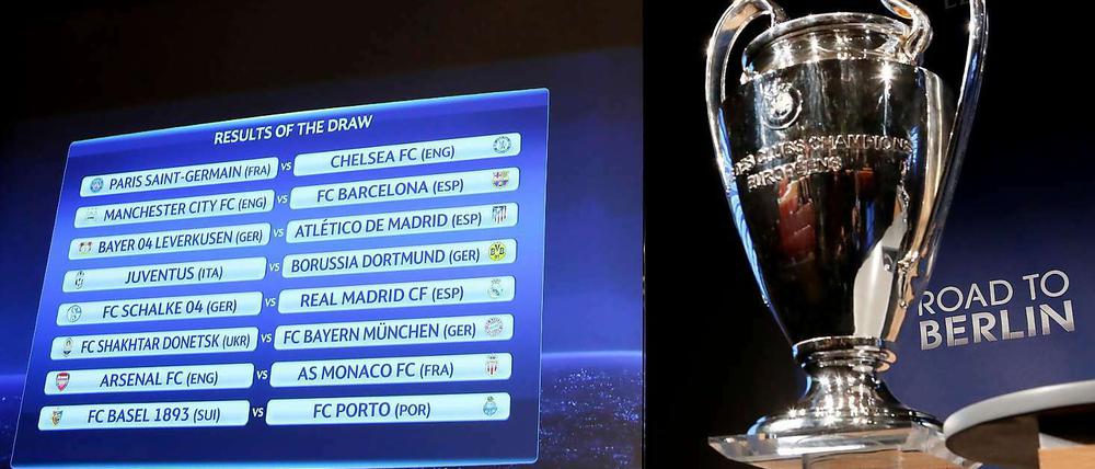 Alles auf einen Blick. Die Achtelfinals in der Champions League mit vier deutschen Teams.